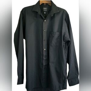 Black Satin Button Down Shirt Dress/Casual Shirt 15/34
